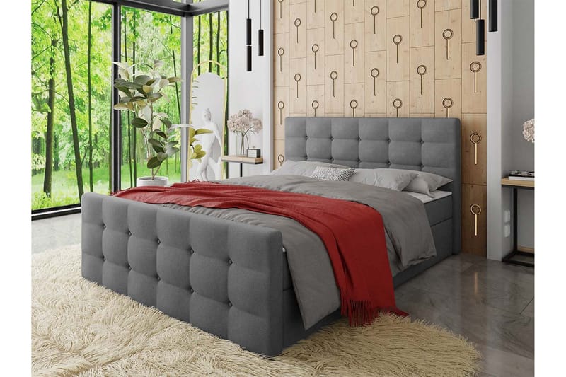 Milano Kontinentalseng 140x200 cm med Sengegavl - Lyserød - Møbler - Senge - Kontinentalsenge