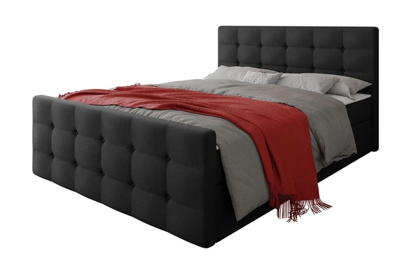 Milano Kontinentalseng 140x200 cm med Sengegavl, Sort
