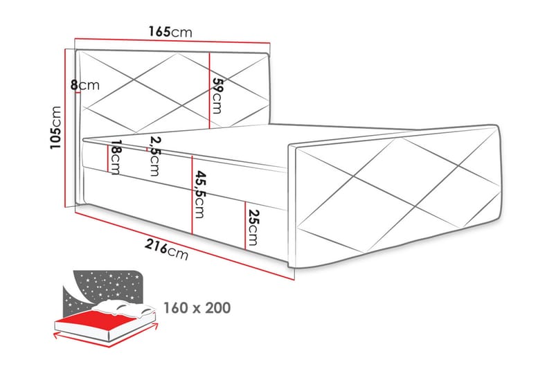 Milano Kontinentalseng 160x200 cm med Sengegavl - Beige - Møbler - Senge - Kontinentalsenge