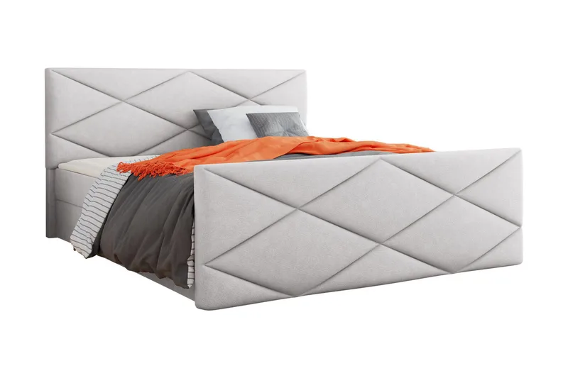 Milano Kontinentalseng 160x200 cm med Sengegavl - Lysegrå - Møbler - Senge - Kontinentalsenge