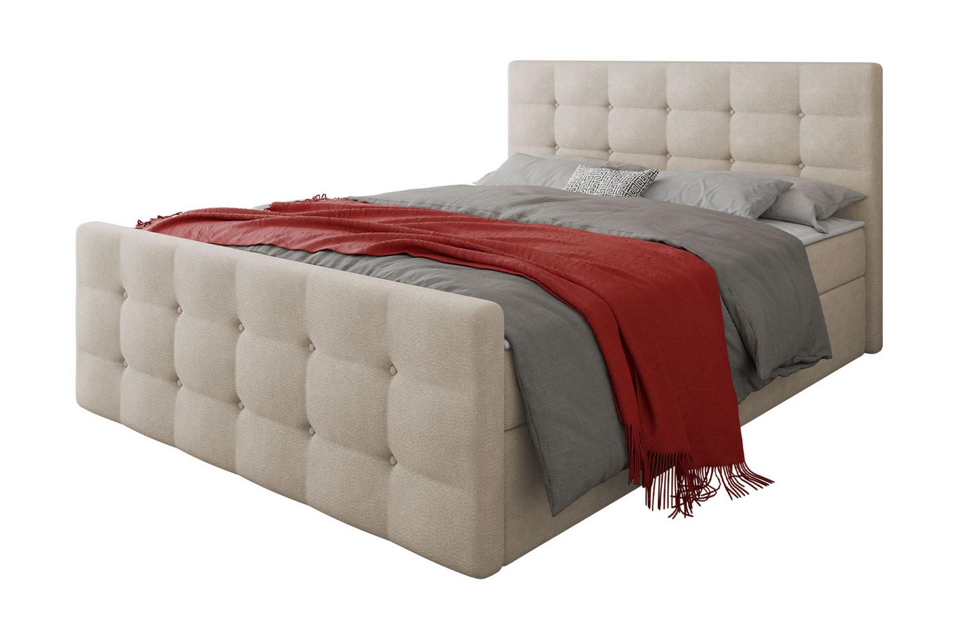 Milano Kontinentalseng 180x200 cm med Sengegavl - Beige - Møbler - Senge - Kontinentalsenge