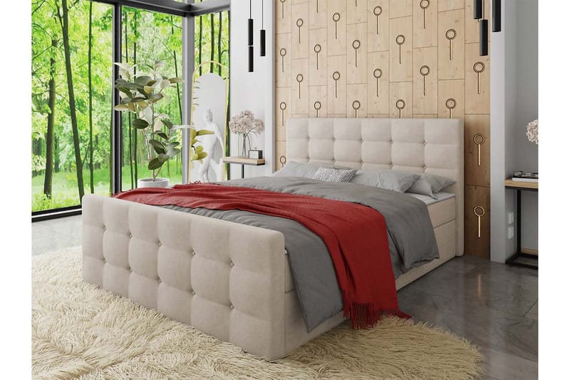 Milano Kontinentalseng 180x200 cm med Sengegavl - Beige - Møbler - Senge - Kontinentalsenge
