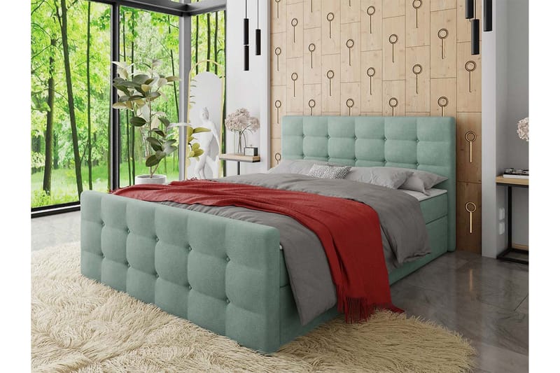 Milano Kontinentalseng 180x200 cm med Sengegavl - Grøn - Møbler - Senge - Kontinentalsenge