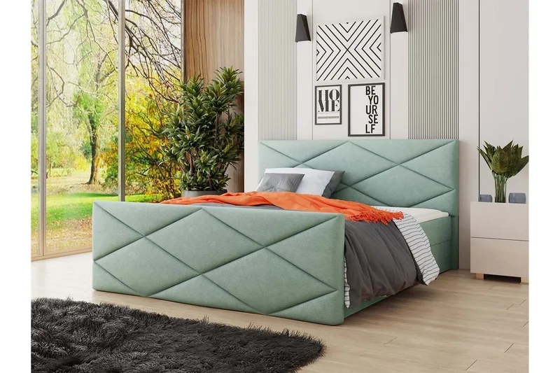 Milano Kontinentalseng 180x200 cm med Sengegavl - Grøn - Møbler - Senge - Kontinentalsenge