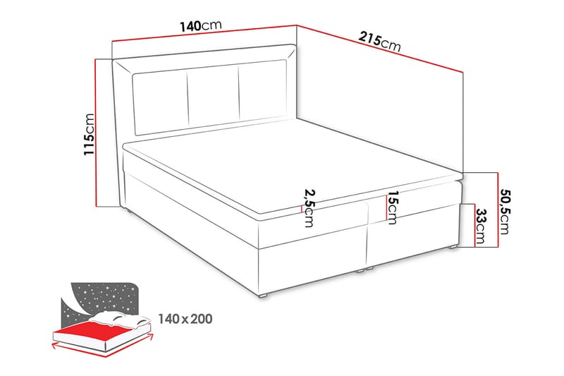 Moden Kontinentalseng 140x215 cm - Beige - Kontinentalsenge