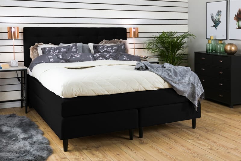 Nice Deluxe Komplet Sengepakke 160x200 - Sort - Møbler - Senge - Komplet sengepakke