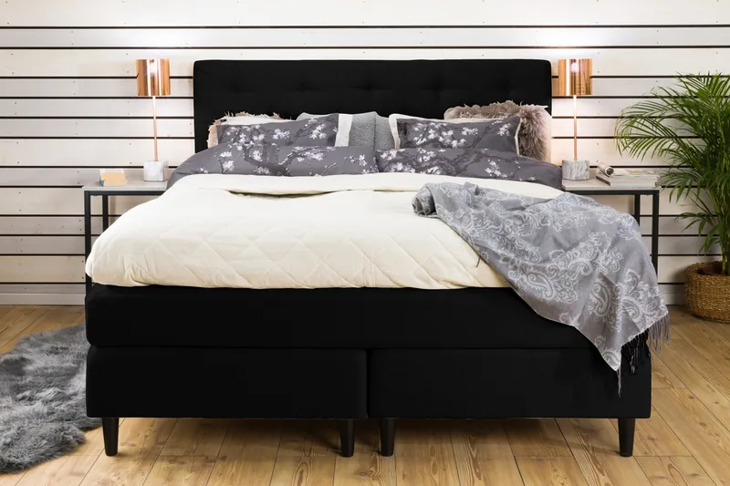 Nice Deluxe Komplet Sengepakke 160x200 - Sort - Møbler - Senge - Kontinentalsenge