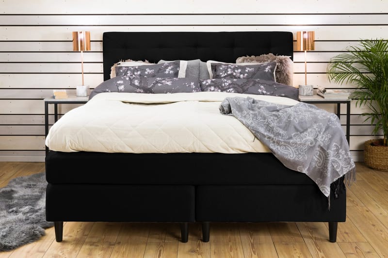 Nice Deluxe Komplet Sengepakke 160x200 - Sort - Møbler - Senge - Kontinentalsenge