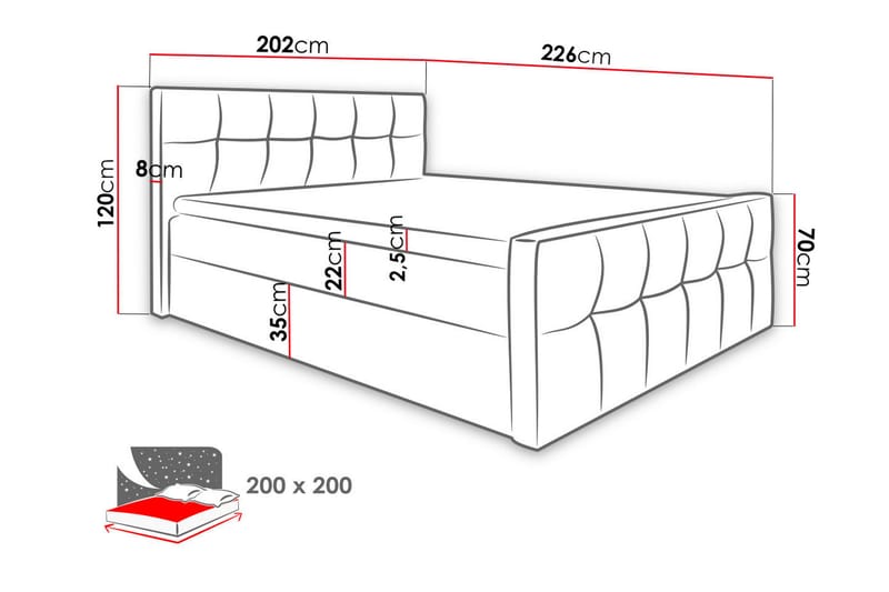 Norrbacksjö Kontinentalseng 200x200 cm - Grå - Kontinentalsenge - Familieseng