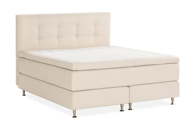 Oslo Luksus Komplet Seng Pakke Kontinentalseng 180x200 cm med sengegavl - Beige / Lys - Møbler - Senge - Kontinentalsenge