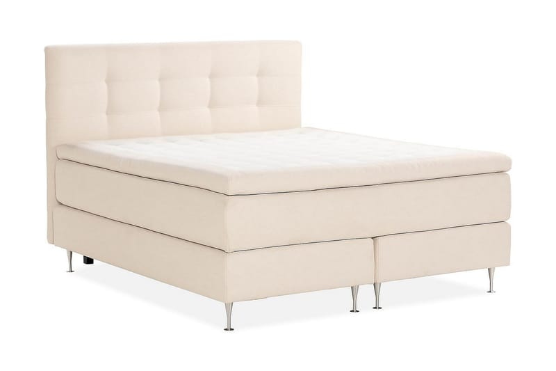 Oslo Luksus Komplet Seng Pakke Kontinentalseng 180x200 cm med Knapbetrukket sengegavl - Beige - Møbler - Senge - Kontinentalsenge