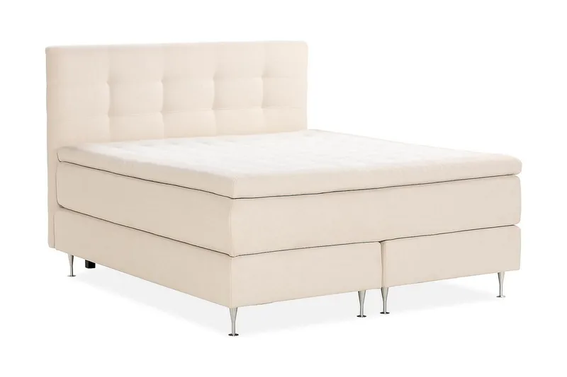 Oslo Lyx Komplet Sengepakke Boucle Knappegavl 160x200 cm - Beige - Møbler - Senge - Kontinentalsenge