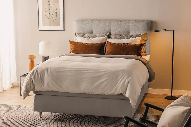 Oslo Lyx Kontinentalseng Boucle 120x200 - Grå - Møbler - Senge - Kontinentalsenge