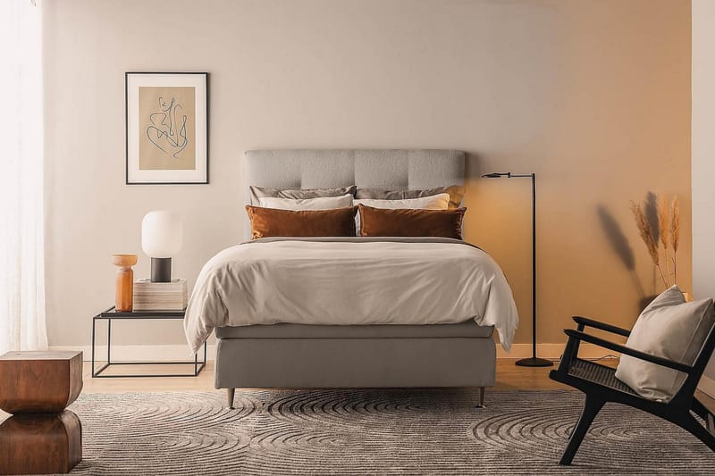 Oslo Lyx Kontinentalseng Boucle 120x200 - Grå - Møbler - Senge - Kontinentalsenge