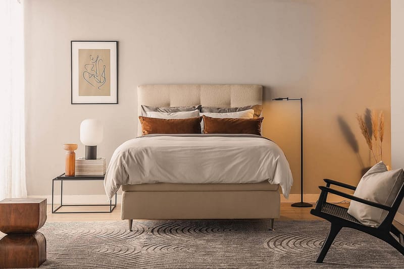 Oslo Lyx Kontinentalseng Boucle 140x200 - Beige - Møbler - Senge - Kontinentalsenge