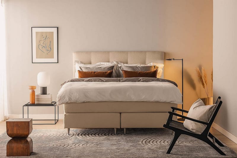 Oslo Lyx Kontinentalseng Boucle 160x200 - Beige - Møbler - Senge - Kontinentalsenge
