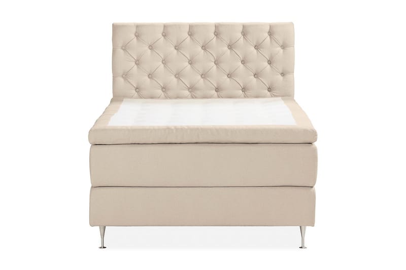 Oslo Lyx Sengepakke Boucle 140x200 Dybttuftet gavl - Beige - Møbler - Senge - Komplet sengepakke