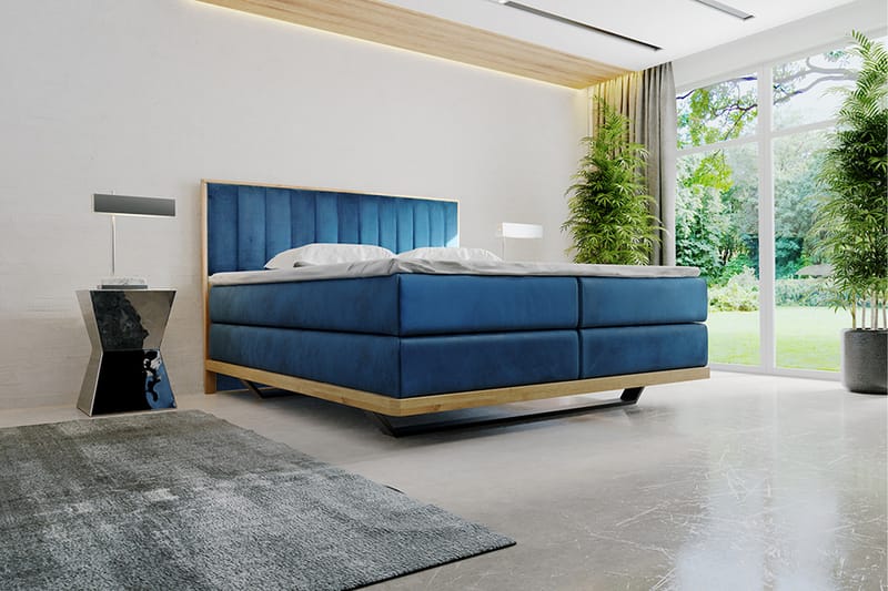 Oslo Sengepakke 140x200 cm - Blå - Komplet sengepakke - Kontinentalsenge - Dobbeltsenge