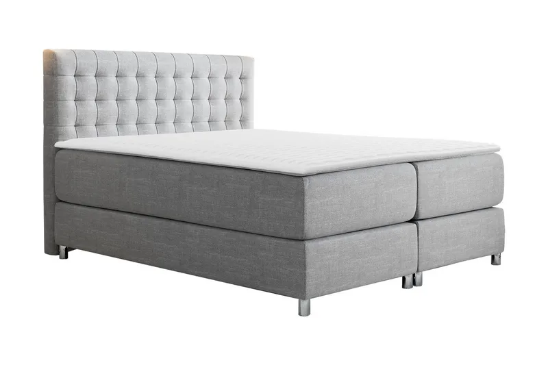 Plevoll kontinentalseng 140x200 - Lysegrå - Møbler - Senge - Kontinentalsenge