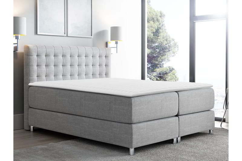 Plevoll kontinentalseng 140x200 - Lysegrå - Møbler - Senge - Kontinentalsenge
