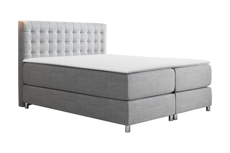 Plevoll kontinentalseng 160x200 - Lysegrå - Møbler - Senge - Kontinentalsenge