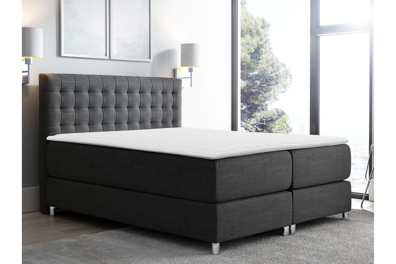 Plevoll kontinentalseng 160x200 - Mørkegrå - Møbler - Senge - Kontinentalsenge