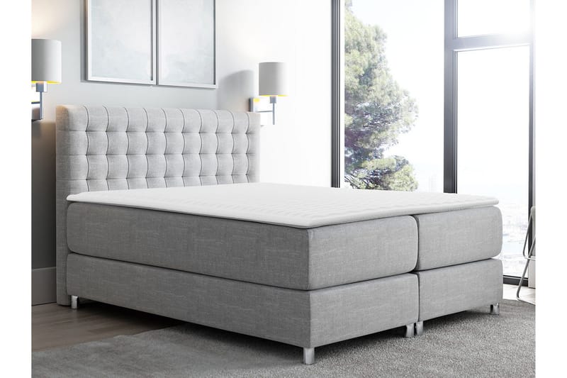 Plevoll kontinentalseng 180x200 - Lysegrå - Møbler - Senge - Kontinentalsenge