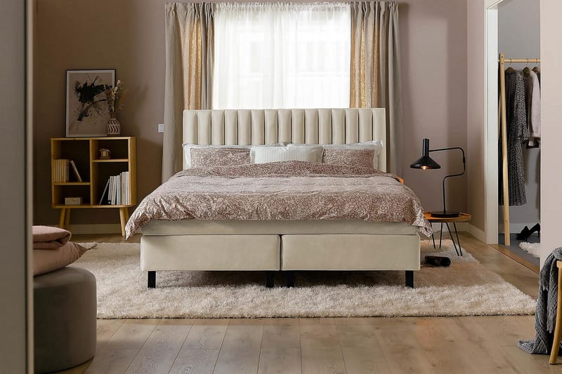 Princess Kontinentalseng 120x200cm - Beige/Velour - Komplet sengepakke - Kontinentalsenge