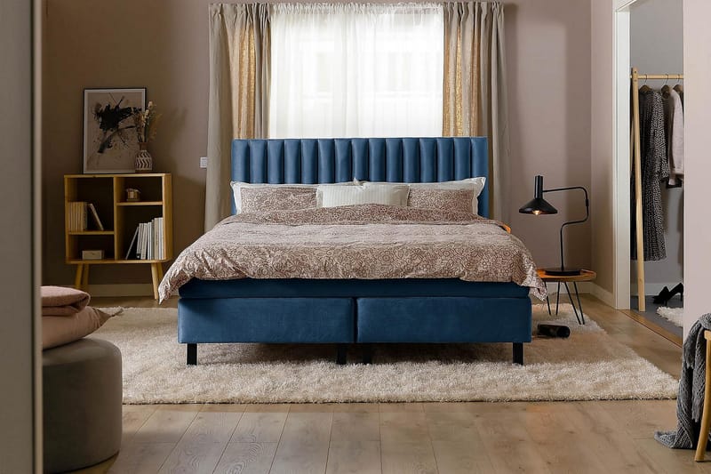Princess Kontinentalseng 120x200cm - Mørkeblå/Velour - Møbler - Senge - Kontinentalsenge