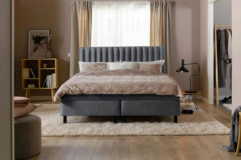 Princess Kontinentalseng 120x200cm - Mørkegrå/Velour - Møbler - Senge - Kontinentalsenge