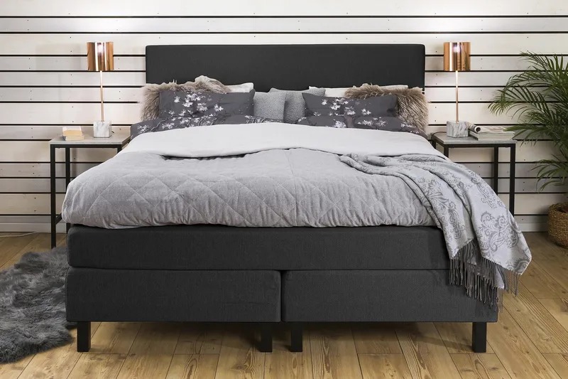 Princess Kontinentalseng 160x200 - mørkegrå - Møbler - Senge - Kontinentalsenge