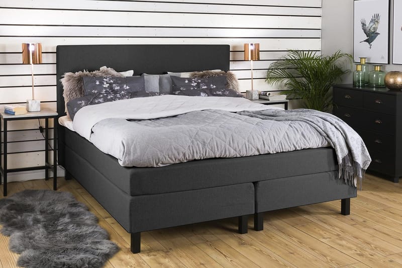 Princess Kontinentalseng 160x200 - mørkegrå - Møbler - Senge - Kontinentalsenge