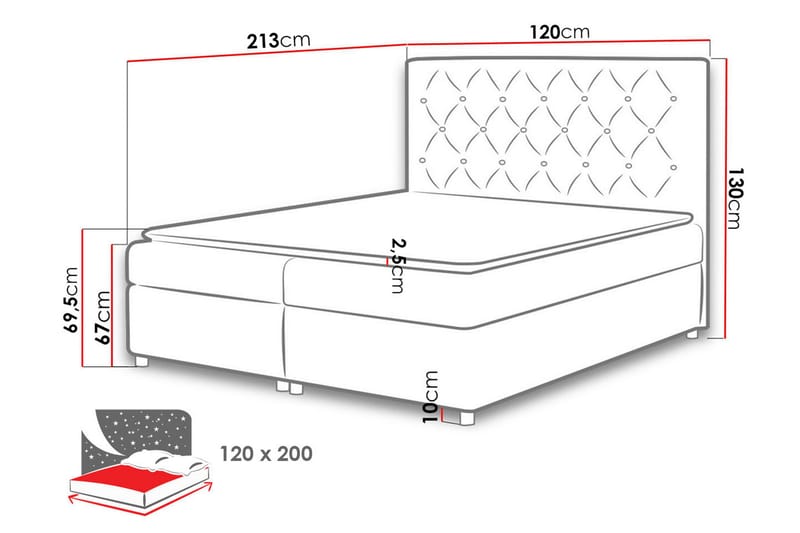 Roma Sengepakke 120x200 cm - Grå - Komplet sengepakke - Kontinentalsenge