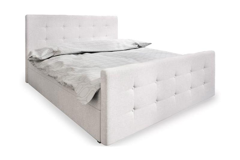 Roma sengepakke 180x200 knappet Gavl - hvid - Komplet sengepakke - Kontinentalsenge - Dobbeltsenge