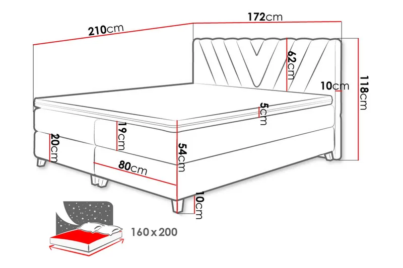 Romanza Kontinentalseng 160x200 cm - Møbler - Senge - Kontinentalsenge
