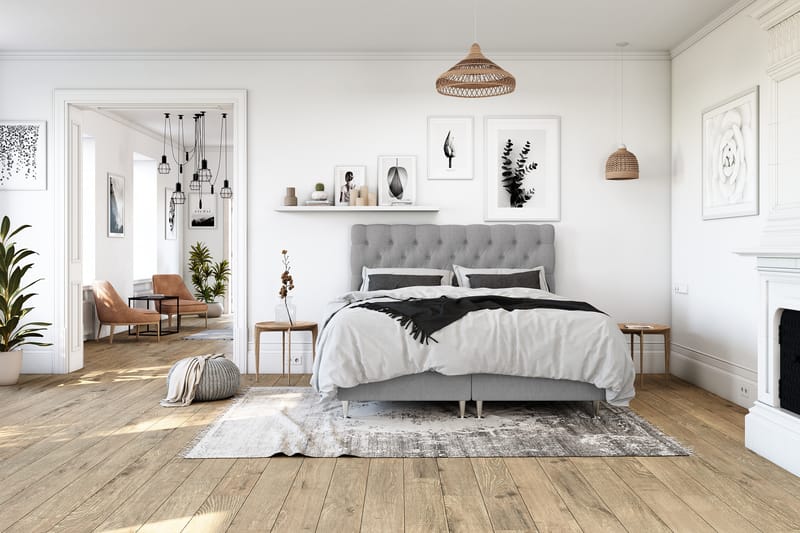 Royal King Size Komplet Sengepakke 140x200 - Lysegrå - Møbler - Senge - Komplet sengepakke
