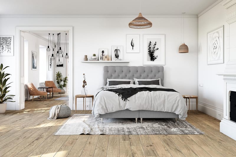 Royal King Size Kontinentalseng 140x200 cm - Lysegrå - Møbler - Senge - Komplet sengepakke
