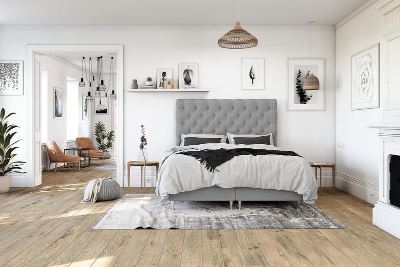 Royal King Size Kontinentalseng 180x200 cm - Lysegrå - Møbler - Senge - Komplet sengepakke