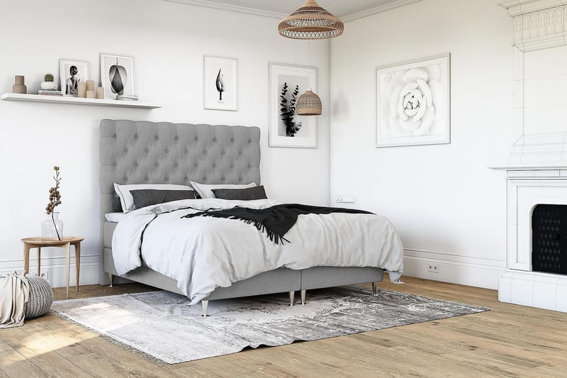 Royal King Size Kontinentalseng 180x200 cm - Lysegrå - Møbler - Senge - Komplet sengepakke