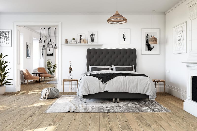 Royal King Size Kontinentalseng 180x200 cm - Mørkegrå - Møbler - Senge - Komplet sengepakke