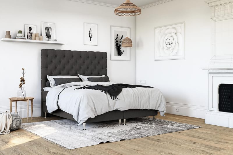 Royal King Size Kontinentalseng 180x200 cm - Mørkegrå - Møbler - Senge - Komplet sengepakke