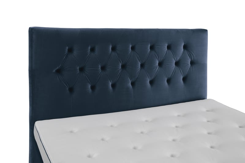 Royal Velvet Komplet Sengepakke 160x200 - Mørkeblå med Lave Sorte Ben - Kontinentalsenge - Dobbeltsenge