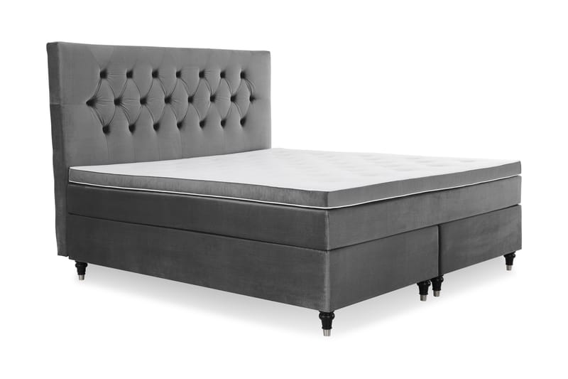 Royal Velvet Komplet Sengepakke 160x200 - Mørkegrå med Formede Ben - Komplet sengepakke - Kontinentalsenge - Dobbeltsenge