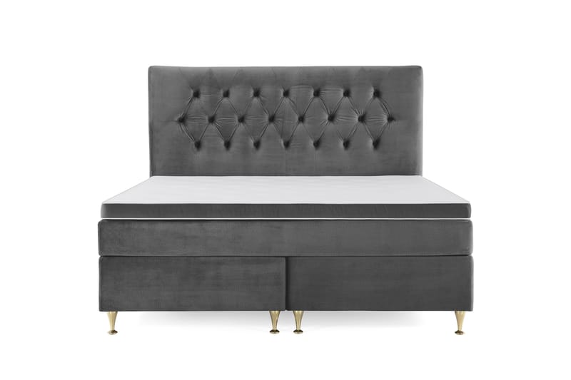 Royal Velvet Komplet Sengepakke 160x200 - Mørkegrå med Lave Guldben - Komplet sengepakke - Kontinentalsenge - Dobbeltsenge