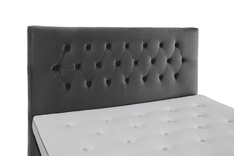 Royal Velvet Komplet Sengepakke 160x200 - Mørkegrå med Lave Sorte Ben - Kontinentalsenge - Dobbeltsenge