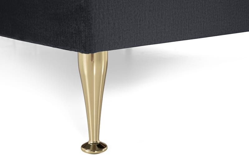 Royal Velvet Komplet Sengepakke 160x200 - Sort med Høje Guldben - Kontinentalsenge - Dobbeltsenge