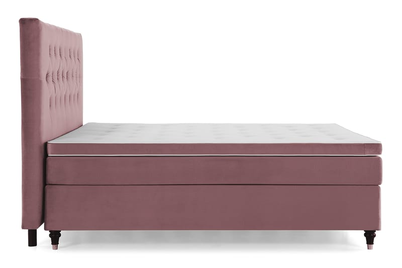 Royal Velvet Komplet Sengepakke 180x200 - Lyserød med Formede ben - Komplet sengepakke - Kontinentalsenge - Dobbeltsenge