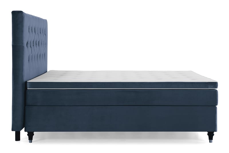 Royal Velvet Komplet Sengepakke 180x200 - Mørkeblå med Formede Ben - Komplet sengepakke - Kontinentalsenge - Dobbeltsenge