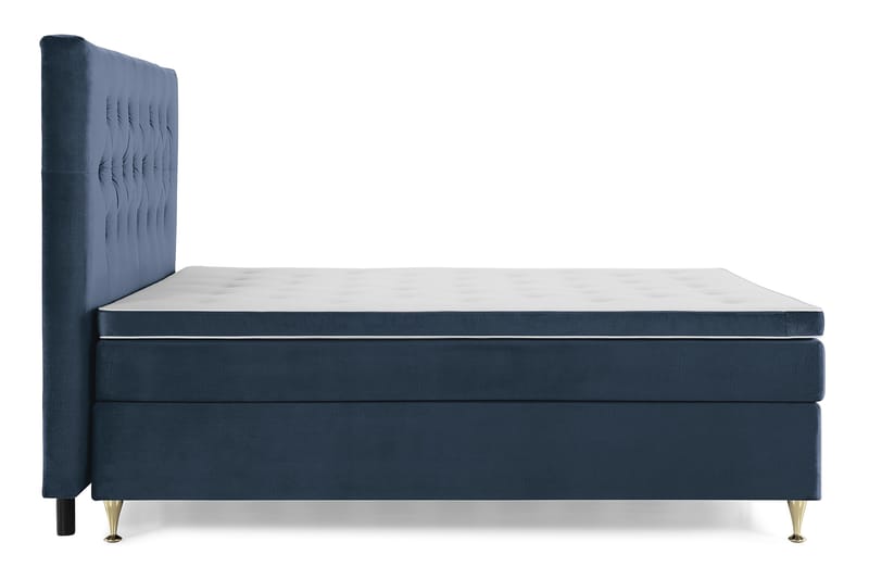 Royal Velvet Komplet Sengepakke 180x200 - Mørkeblå med Lave Guldben - Komplet sengepakke - Kontinentalsenge - Dobbeltsenge