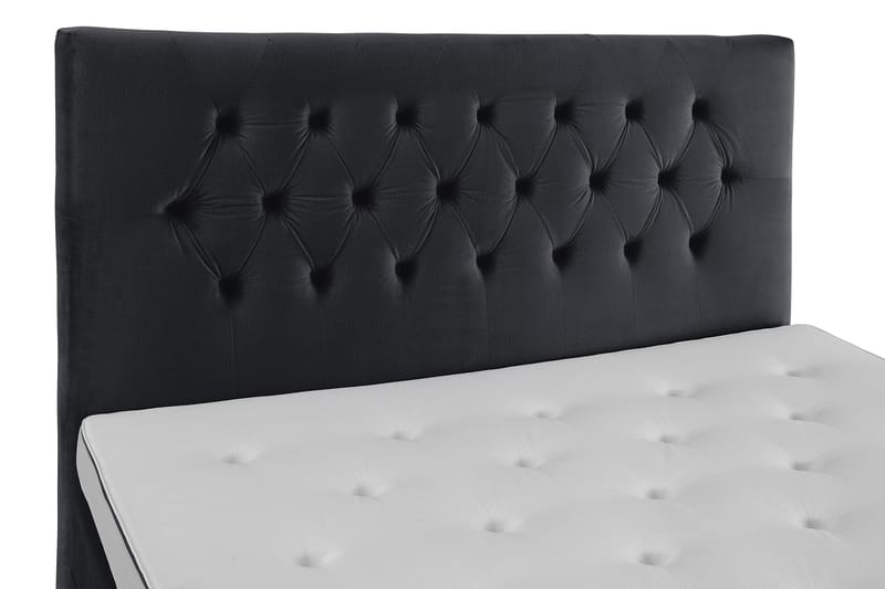 Royal Velvet Komplet Sengepakke 180x200 - Sort med Lave Sølvben - Komplet sengepakke - Kontinentalsenge - Dobbeltsenge